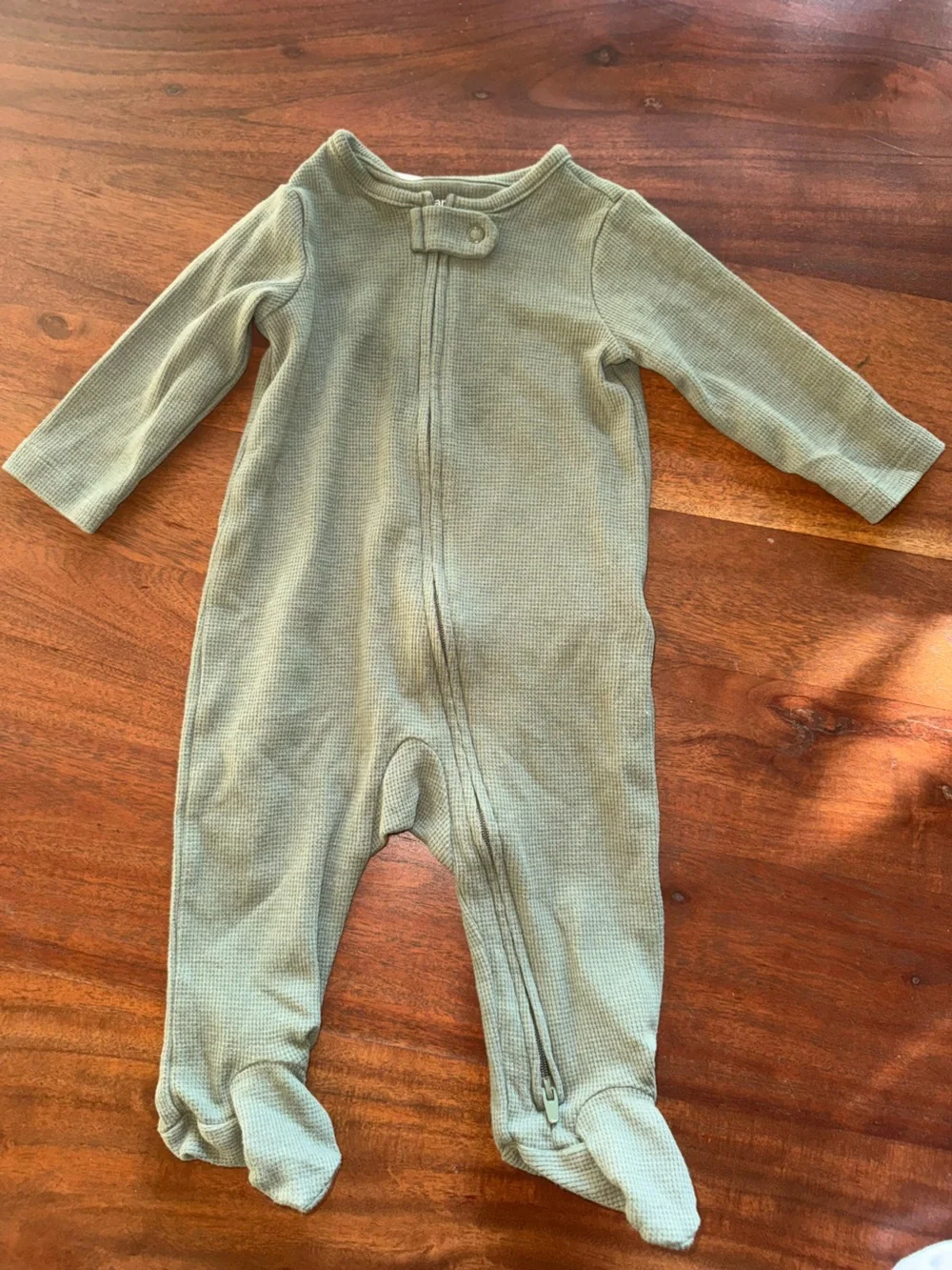 Carter's Olive Green Waffle-Knit One-Piece Pajamas